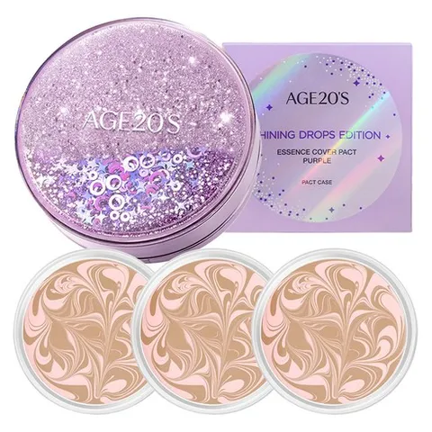 에이지투웨니스 샤이닝 드롭 에디션 뉴오리지널 에센스 커버 팩트 케이스 + 리필 12.5g x 3p, 23호 핑크라떼, 1개