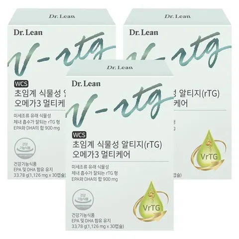 닥터린 초임계 식물성 알티지(rTG) 오메가3 멀티케어 33.78g, 30정, 3개