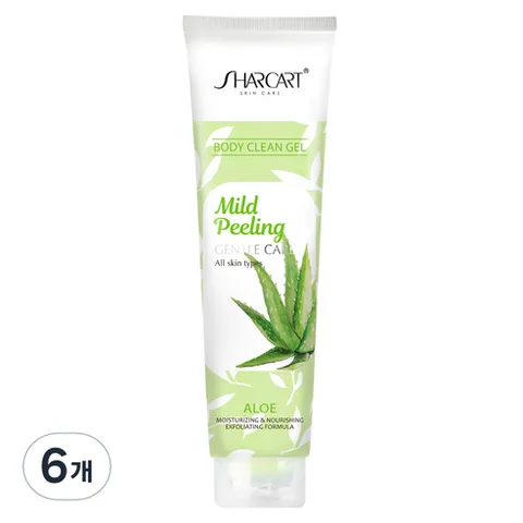 샤카트 페이스 바디 각질 제거 필링젤 알로에향, 310ml, 6개