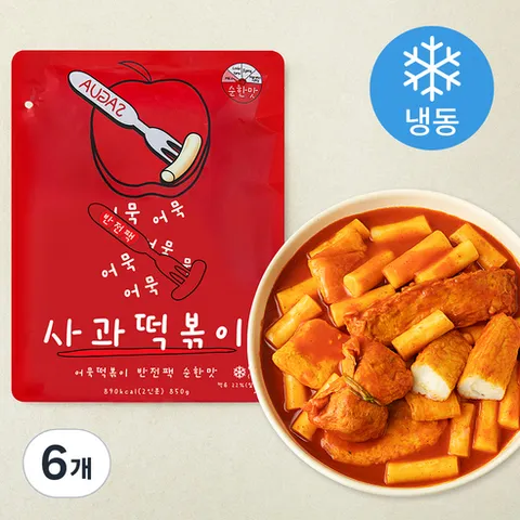 사과떡볶이 어묵떡볶이 반전팩 순한맛 2인분 (냉동), 850g, 6개
