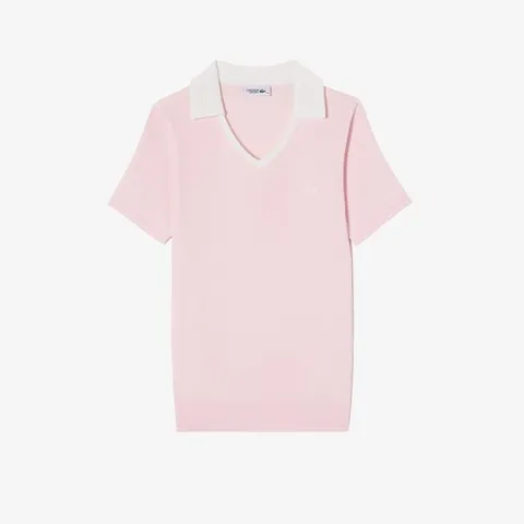 라코스테 여성용 조직감 반팔 폴로 스웨터