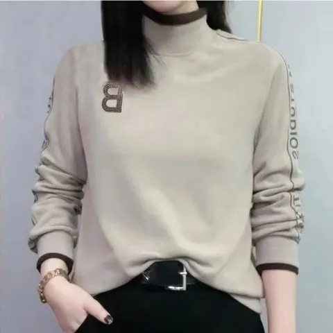 쌍천 여성 봄 가을 겨울 여자 골프 의류 캐주얼 탑 긴팔 티셔츠 터틀넥 따뜻한 여자 골프티셔츠 중년여성 이너티 A25122015