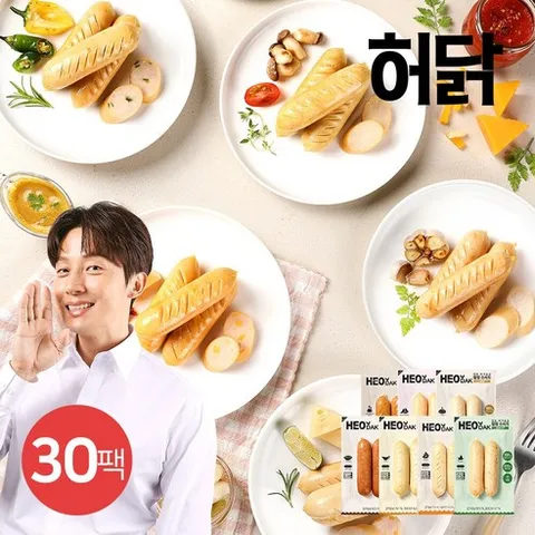 [허닭] 닭가슴살 칼집소시지 100g 7종 30팩, 30개