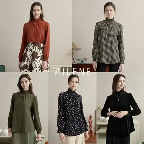 [엘렌느] 시그니처 스모킹 기모 티블라우스 5종