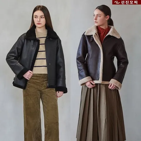 선진모피 호주산양모 무스탕 하프코트