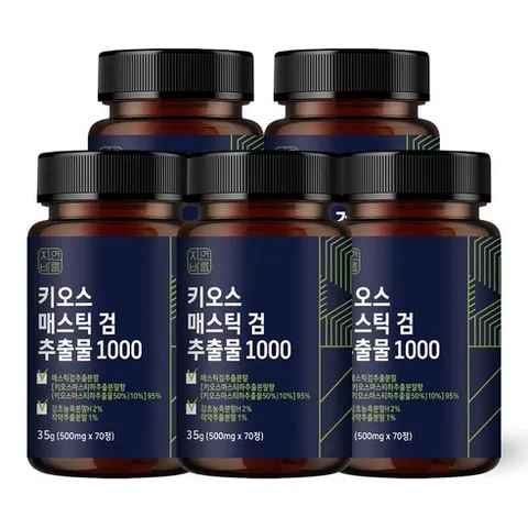 자연바름 키오스 매스틱 검 순도 96.5% 메스틱 검 추출 분말 정 위, 5개, 35g, 70정