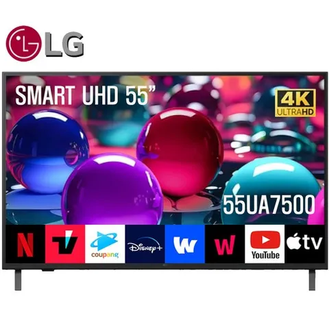 LG전자 25년 최신형 55" (138cm) 스마트 티비 UHD 4K SMART TV 55UA7500/바움 넷플릭스 유튜브 디즈니 티빙 OTT 지원, 55UA7500/바움 _수도권, 배송 + 기본 스탠드 설치, 스탠드형, 138cm_(55"인치)