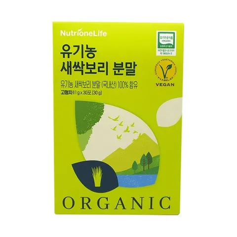 [무료배송/오늘출발] 뉴트리원 프리미엄 유기농 새싹보리 분말 어린잎 쇼핑백 선물세트, 30g, 1개