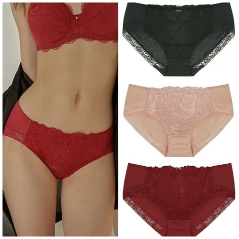 [비너스] (3매세트) 특가상품! 백화점판매1위! 위생적이고 신축성 좋은 면 스판 소재 포인트 레이스 힙 팬티 선물용으로도 추천해요!-동아구미-