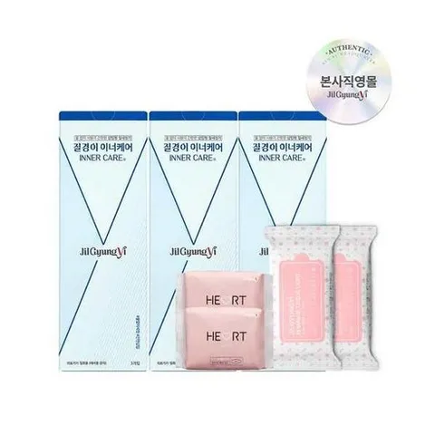 선물세트 질경이 식약처 허가받은 의료기기 질세정제 이너케어 3개입 x3박스+페미닌 티슈 x2개+중형 4개입 x2개, 선물세트 질경이 식약처 허가받은 의료기기 질세정제 이너