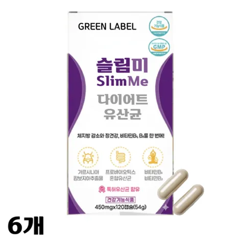그린라벨 슬리미 여성 다이어트 유산균12, 6개, 120정