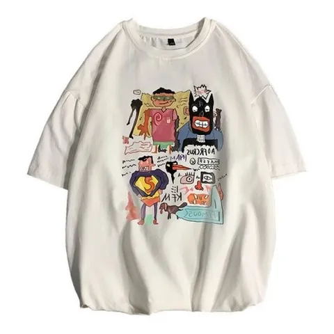 CHINA 남자 티셔츠 7컬러 바스키아 프린팅 유니크 반팔~5XL