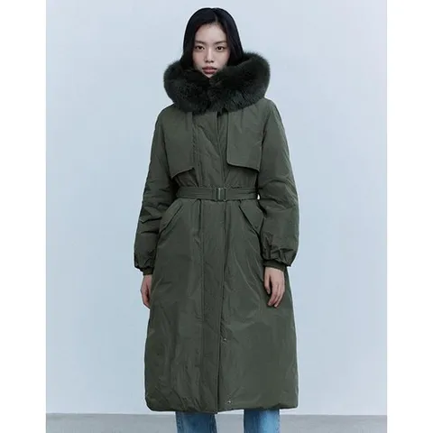 더엣지 폭스퍼 야상 롱 구스다운 코트 923897