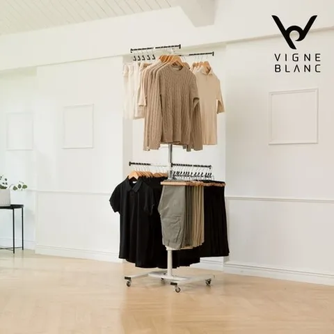 빈블랑360도회전행거_2세트+옷걸이20개, 크림화이트