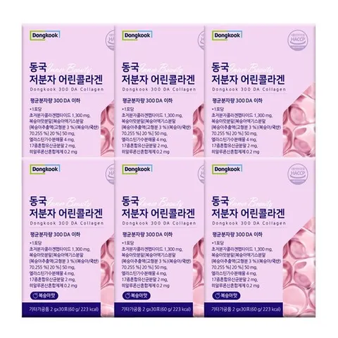 동국 저분자 어린콜라겐 복숭아맛 유산균 비타민C, 60g, 6박스