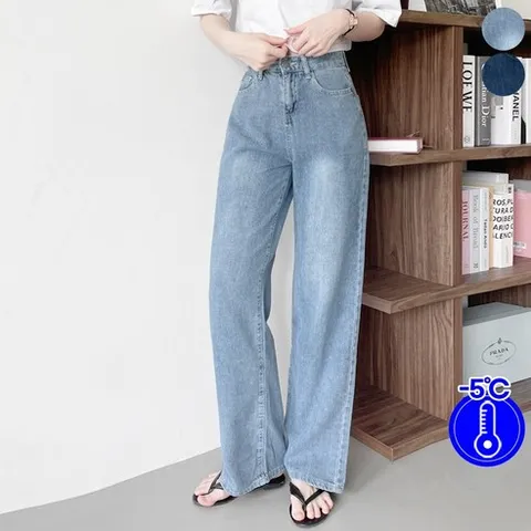 가비진 여성용 여름 시원한 후들 데님 일자 워싱 청바지 여름 데님 팬츠 바지