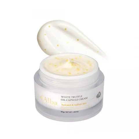 달바 피에몬테 이탈리안 화이트 트러플 오일 캡슐 크림 유리 스킨과 비타세라 캡슐 딥 하이드레이션 페이스 모이스처라이저(1.94온스), 달바 피에몬테 이탈리안 화이트 트러플 오일 캡슐 크림,