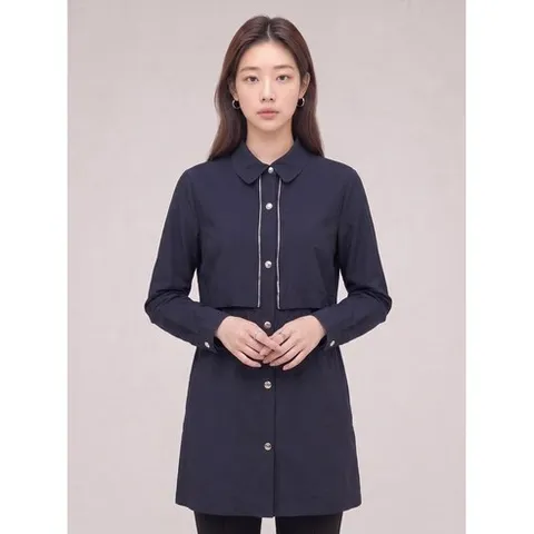 크로커다일레이디 네이비 풀오픈 블라우스 CLCMBL206