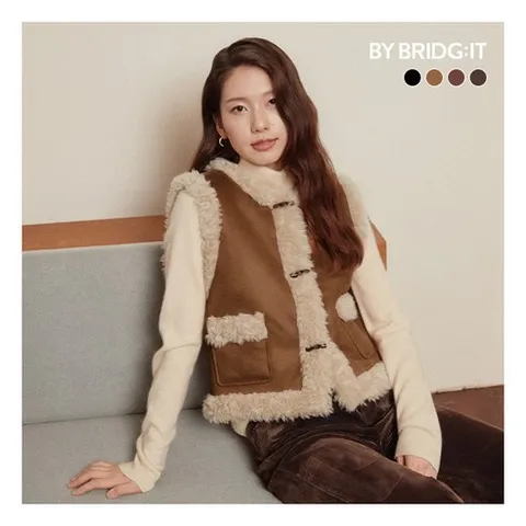 [바이브리짓] ○ 25FW 컬링 호주산 양모100 무스탕 베스트