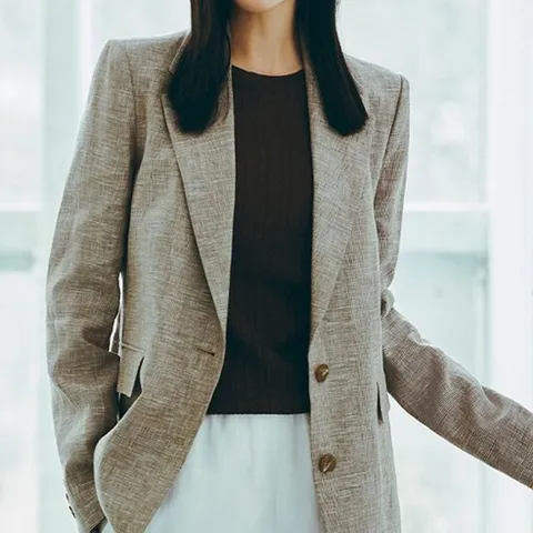 셀렙샵 린넨100 체크 자켓 WYJK3S01