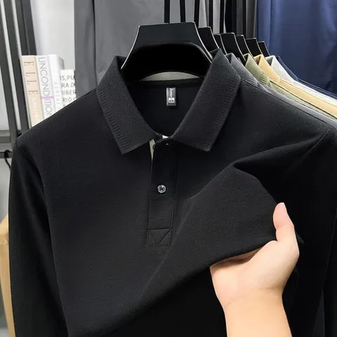남성 면 100% 긴팔카라티 단정한 카라티 심플한 디자인 카라티셔츠