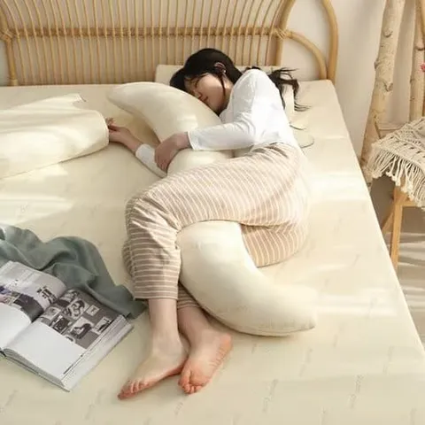슬립앤슬립 리얼오가닉 S자형 안고자는 바디필로우 롱쿠션, 아이보리