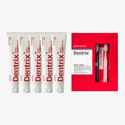동국제약 덴트릭스 잇몸플러스 치약 5개 + 잇몸 칫솔 세트 잇몸케어 및 구취개선 효과