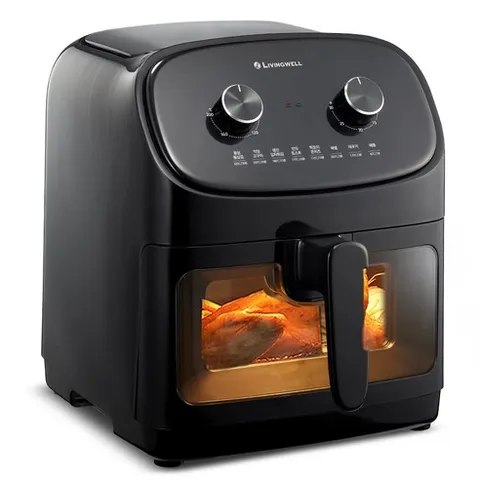 리빙웰 투명 에어프라이어 다이얼 YD-55K07A, YD-55K07A(블랙)