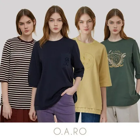 오아로 자수 아트 티블라우스 4종