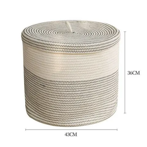 유럽 스타일의 초대형 디스플레이 바구니 가정용 의류 로프 바구니 바구니 보관 바구니 보관 바구니 보관, 커버로 땋은 면실 흰색과 검정색 실