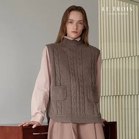 [LE TROIS]24FW 르투아 캐시미어블렌디드 케이블베스트