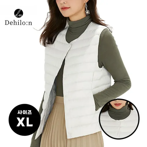 데일로엔 여성 오리털 초 경량 패딩 조끼