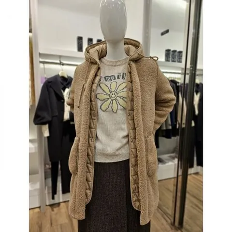 백화점 꼼빠니아 보아 플리스 패딩 점퍼 CADW1WFU200 아울렛, 베이지