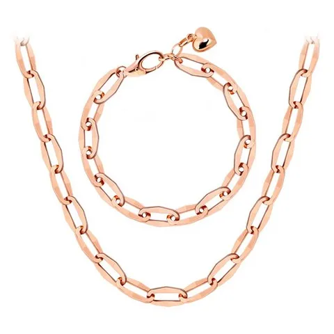 [골드팡] 14k/18k 모던커넥트체인 2종 세트 (목걸이+팔찌) 데일리 여성용 볼륨통통하트 여름 썸머 할로우주얼리 기념일 선물추천