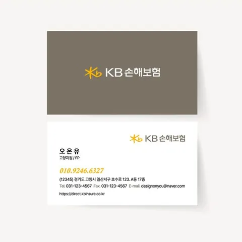 보험 설계사 화재 영업 명함 디자인 맞춤 제작 인쇄 로고 문구 변경 50x90mm, KB손해보험, [펄지] 스타드림 200매