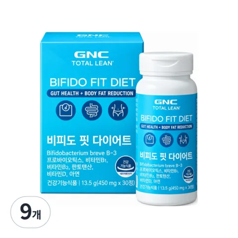 GNCTOTALLEAN 비피도 핏 다이어트 유산균 13.5g 450mg, 30정, 9개