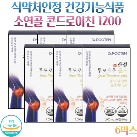 소연골 관절엔 콘드로이친 1200 뮤코다당 단백 식약처인증 소유래 콘트로이친 콘도로이친 사은품제공, 6개, 60정