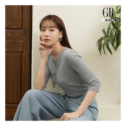 조르쥬 레쉬 (26SS) 꼼드코튼 블렌딩 7부 티블라우스 5종