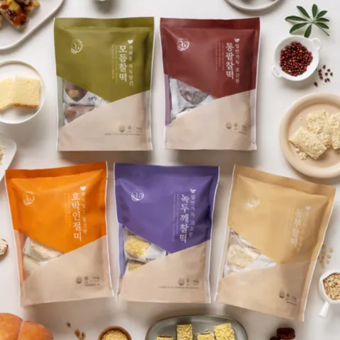 창억떡 찰떡 5종 5봉 세트 2500g(호박인절미1 모듬찰떡1 통팥찰떡1 녹두깨찰떡1 동부찰떡1)