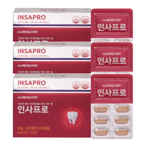 인사 치아 튼튼 인사돌 플러스 칫솔 정품 증정 프로폴리스 이가 튼튼 식약청 인증 제품, 1세트, 60정