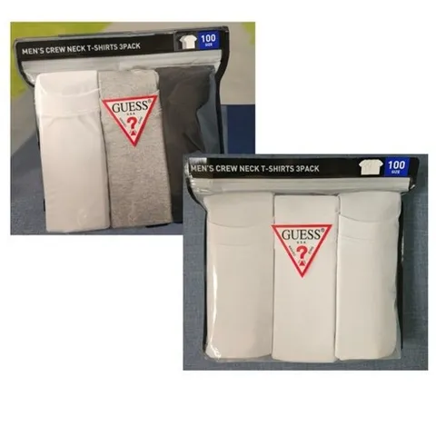 EHM 게스티셔츠 게스 guess 크루넥 반팔 티셔츠 3장 1세트 블랙 그레이 화이트 교복 이너 여름 반팔티 면티