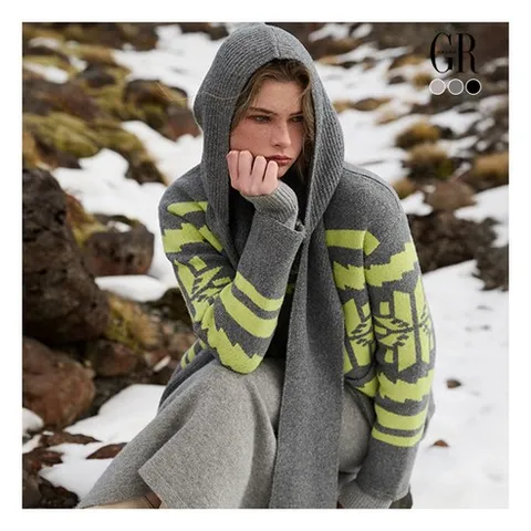 조르쥬 레쉬 25FW 메리노울 자카드 니트코트 + 바라클라바