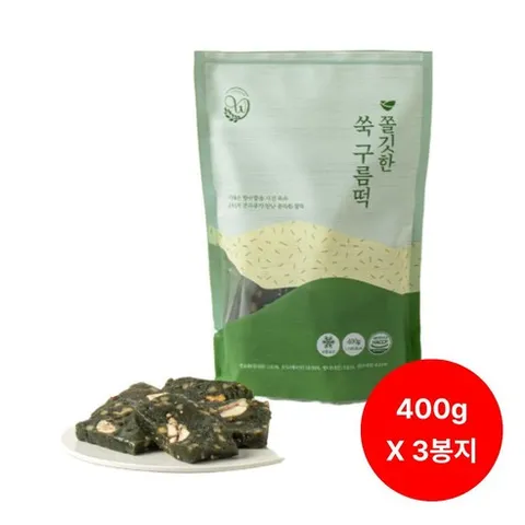 창억떡 쫄깃한 쑥구름떡 아침대용, 3개, 400g