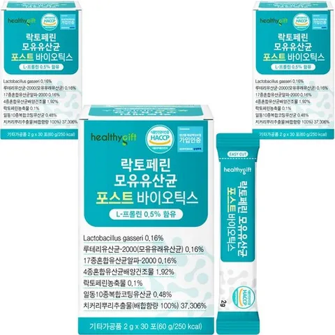포스트바이오틱스 모유 유산균 프로바이오틱스 프리바이오틱스 가루 분말 신바이오틱스 유산균 먹이 프락토올리고당 락토바실러스 가세리 스틱 2g x 30포, 60g, 3박스