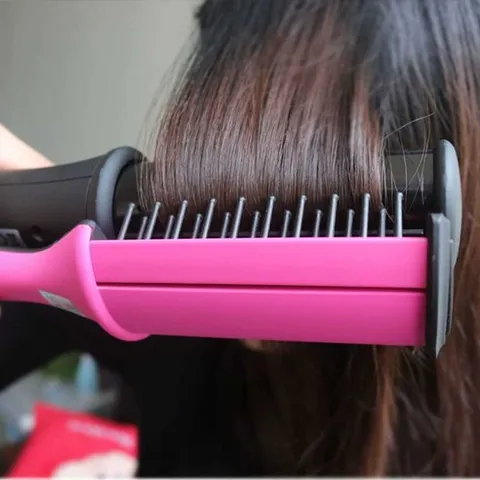 순수 와플 가정용 머리스타일 내부 버클 컬링 고데기 고데빗 1. 핑크, 로즈 레드 LCD 버전, 1. 로즈 레드 LCD 버전 (1년 보증)