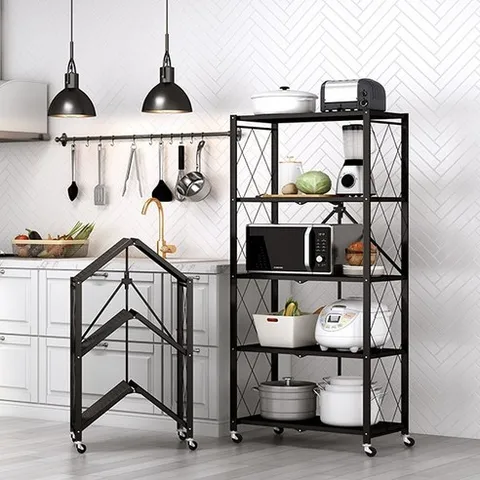 원터치 3초 접이식선반 철제 5단 폴딩 선반 (블랙/화이트), 화이트