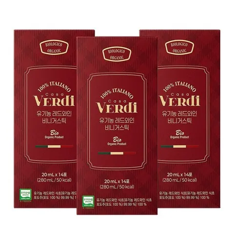 카사베르디 유기농 레드와인 비니거 스틱, 3박스, 280ml
