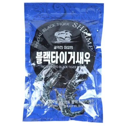 궁키친 이상민 블랙타이거 새우 300g 3팩 (총 60미 + 갈릭 감바스소스 1병)