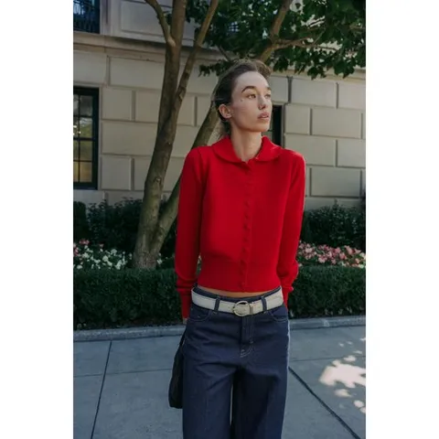 ZARA 자라 피터팬칼라 니트 자켓 레드 5536/145 5536145