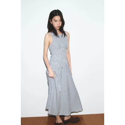 ZARA 자라 트렌디 깅엄 체크 미디 원피스 3152/308 3152308